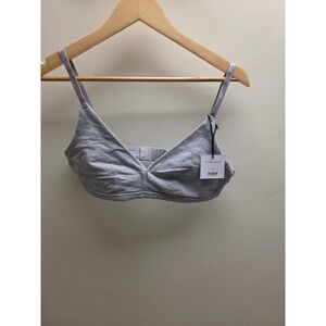 Knickey Triangle Bralette Lunar Grey Organic Cotton Wireless Bra Large NWT